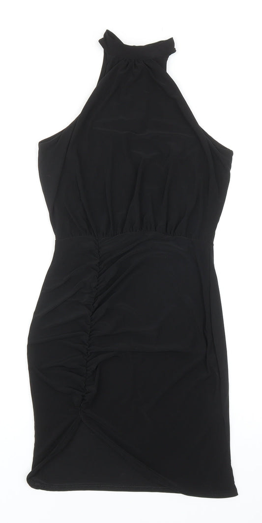 Boohoo Womens Black Polyester Bodycon Size 10 Halter Button