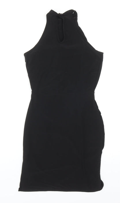 Boohoo Womens Black Polyester Bodycon Size 10 Halter Button