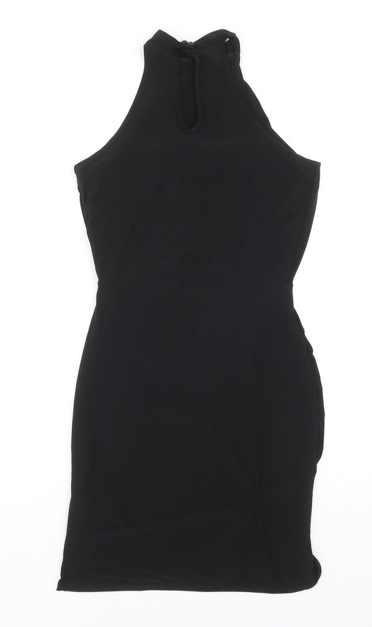 Boohoo Womens Black Polyester Bodycon Size 10 Halter Button