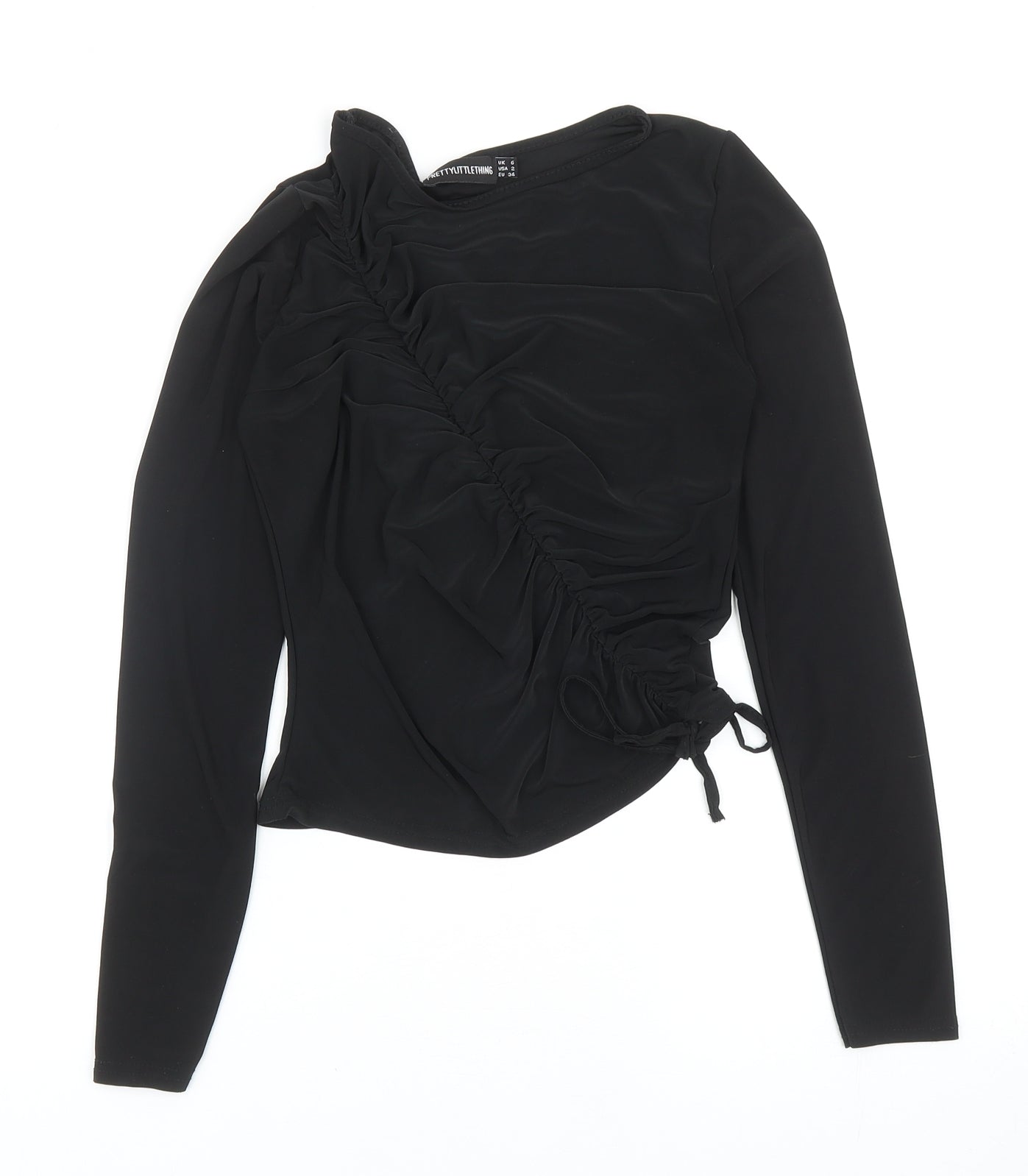 Womens UK Size 6 PRETTYLITTLETHING Black Basic Blouse