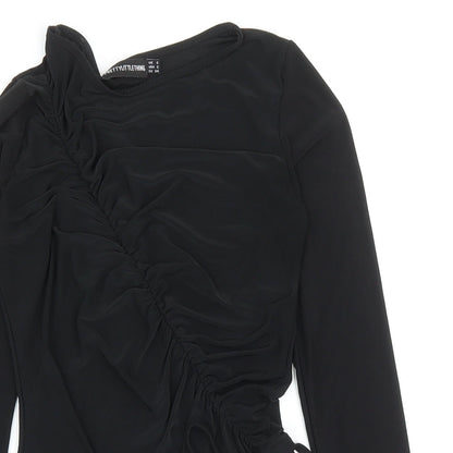 Womens UK Size 6 PRETTYLITTLETHING Black Basic Blouse