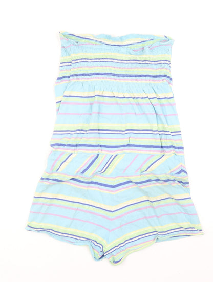 Just Jeans Girls Blue Striped Cotton Playsuit One-Piece Size S Pullover