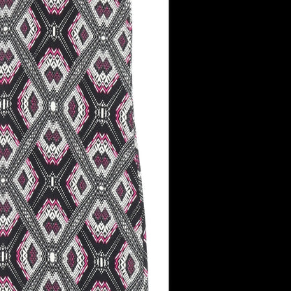 Miss Selfridge Womens Black Geometric Viscose Tank Dress Size 10 Boat Neck Pullover