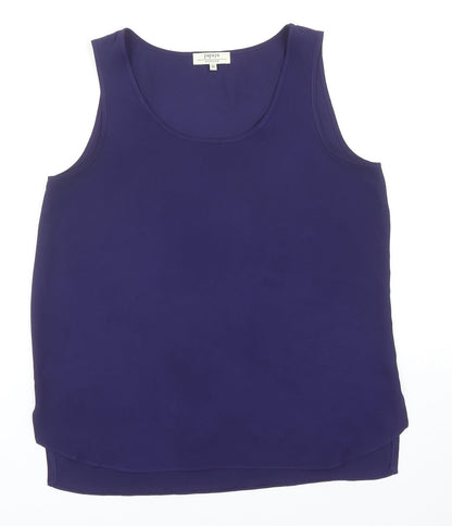 Papaya Womens Blue Polyester Basic Tank Size 10 Round Neck