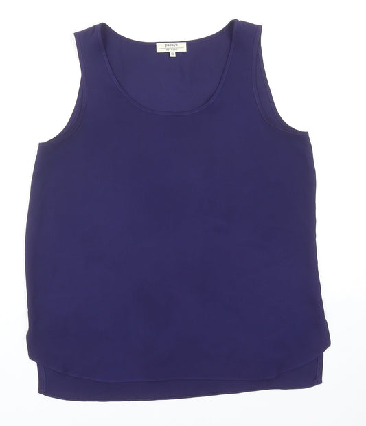 Papaya Womens Blue Polyester Basic Tank Size 10 Round Neck