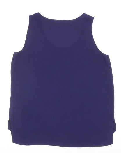 Papaya Womens Blue Polyester Basic Tank Size 10 Round Neck