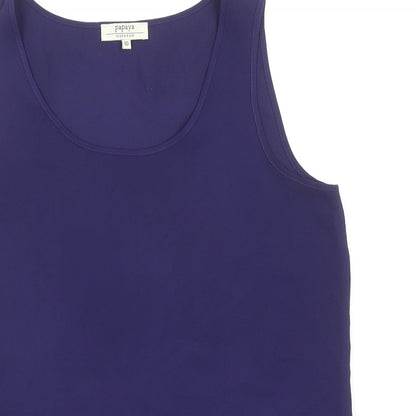 Papaya Womens Blue Polyester Basic Tank Size 10 Round Neck