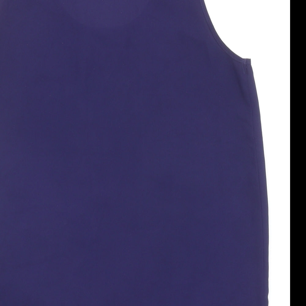 Papaya Womens Blue Polyester Basic Tank Size 10 Round Neck