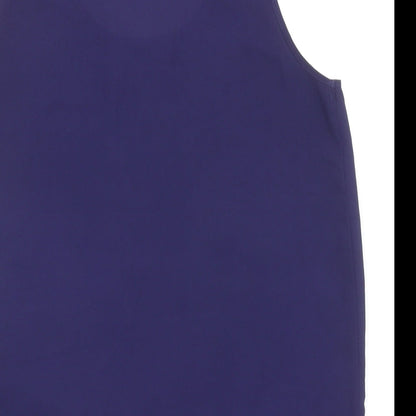 Papaya Womens Blue Polyester Basic Tank Size 10 Round Neck
