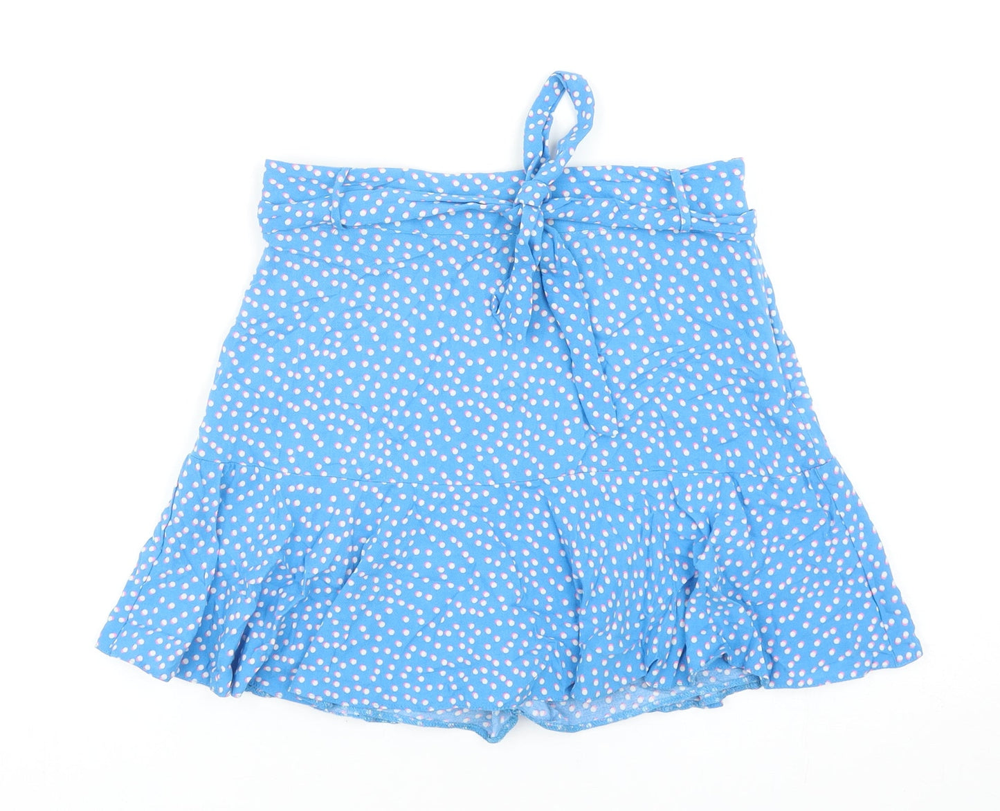 M&Co Girls Blue Geometric Viscose Mini Skirt Size 13 Years Regular Zip