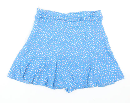 M&Co Girls Blue Geometric Viscose Mini Skirt Size 13 Years Regular Zip