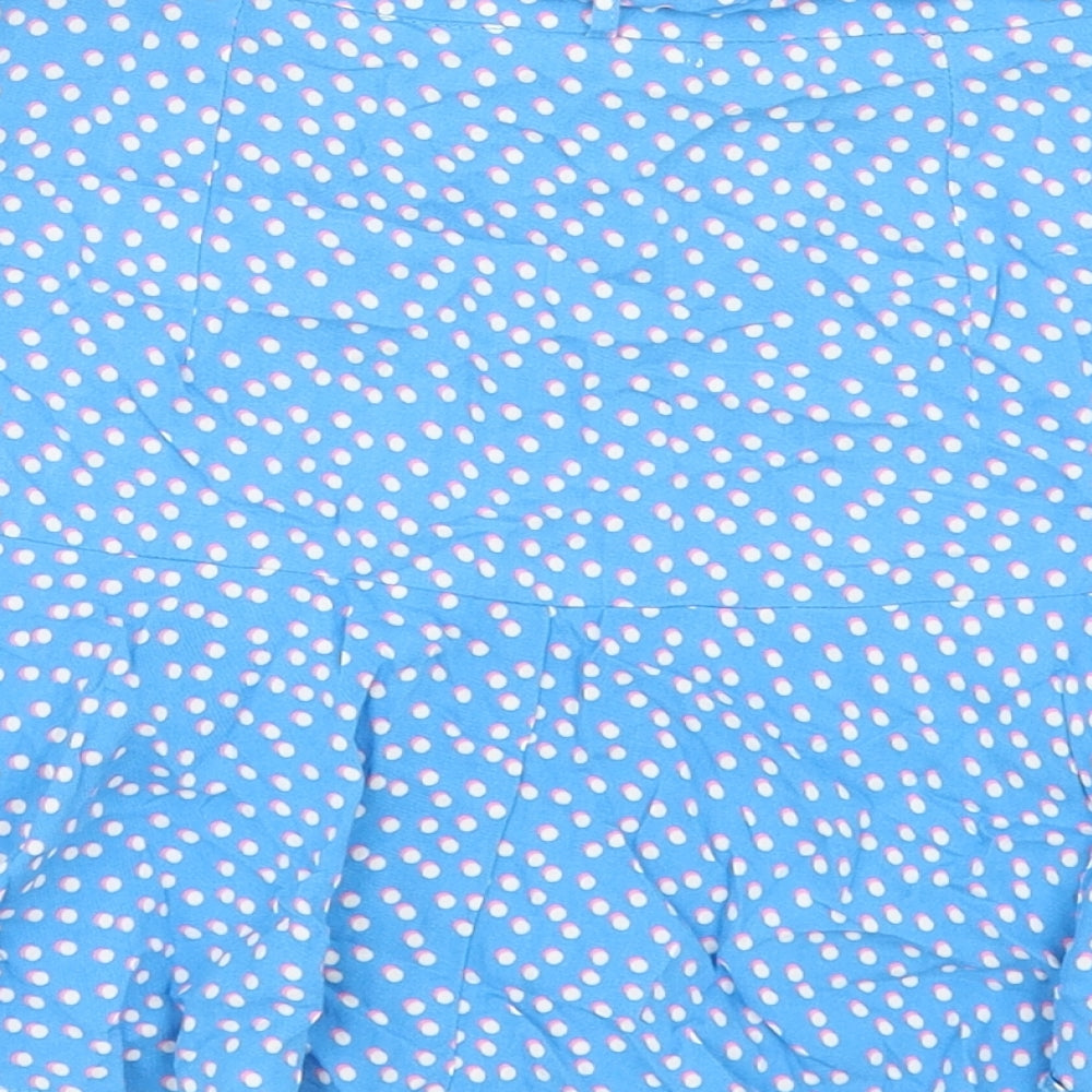 M&Co Girls Blue Geometric Viscose Mini Skirt Size 13 Years Regular Zip