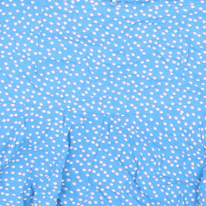 M&Co Girls Blue Geometric Viscose Mini Skirt Size 13 Years Regular Zip