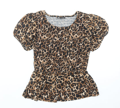 Womens UK Size S Zara Brown Basic Blouse