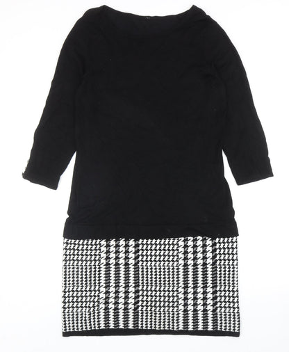 Preworn Womens Black Viscose Sheath Size M Round Neck Pullover