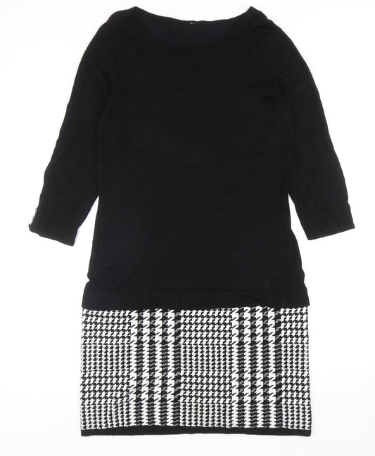 Preworn Womens Black Viscose Sheath Size M Round Neck Pullover