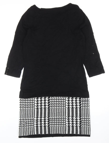 Preworn Womens Black Viscose Sheath Size M Round Neck Pullover