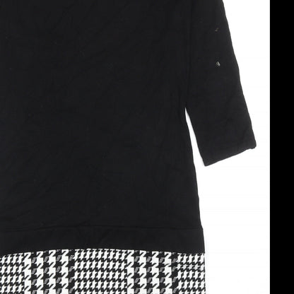 Preworn Womens Black Viscose Sheath Size M Round Neck Pullover