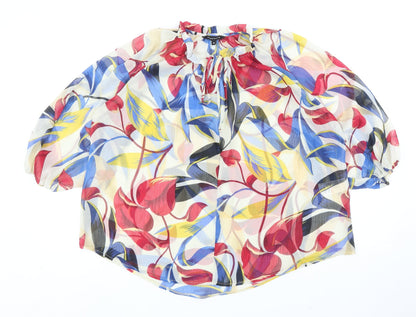 Womens UK Size 10 Peacocks Multicoloured Basic Blouse