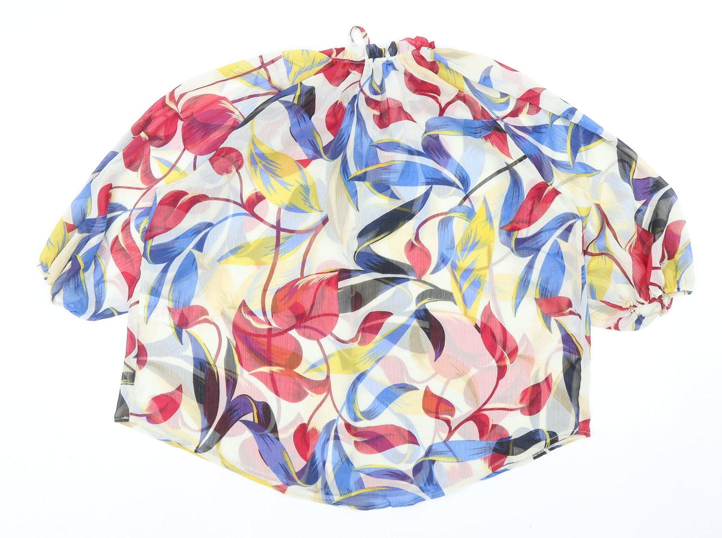 Womens UK Size 10 Peacocks Multicoloured Basic Blouse