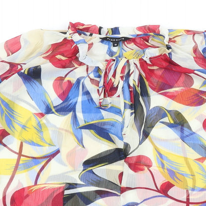 Womens UK Size 10 Peacocks Multicoloured Basic Blouse