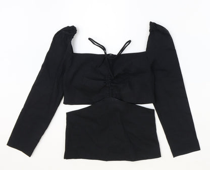 Womens UK Size XS Zara Black Basic Blouse