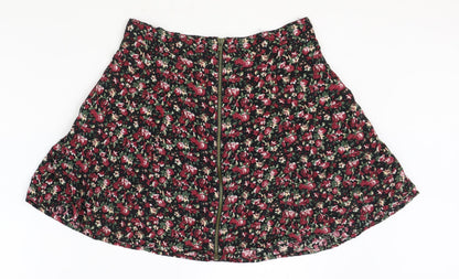 pers and needles Womens Multicoloured Floral Viscose A-Line Skirt Size L Button