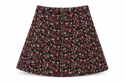 pers and needles Womens Multicoloured Floral Viscose A-Line Skirt Size L Button