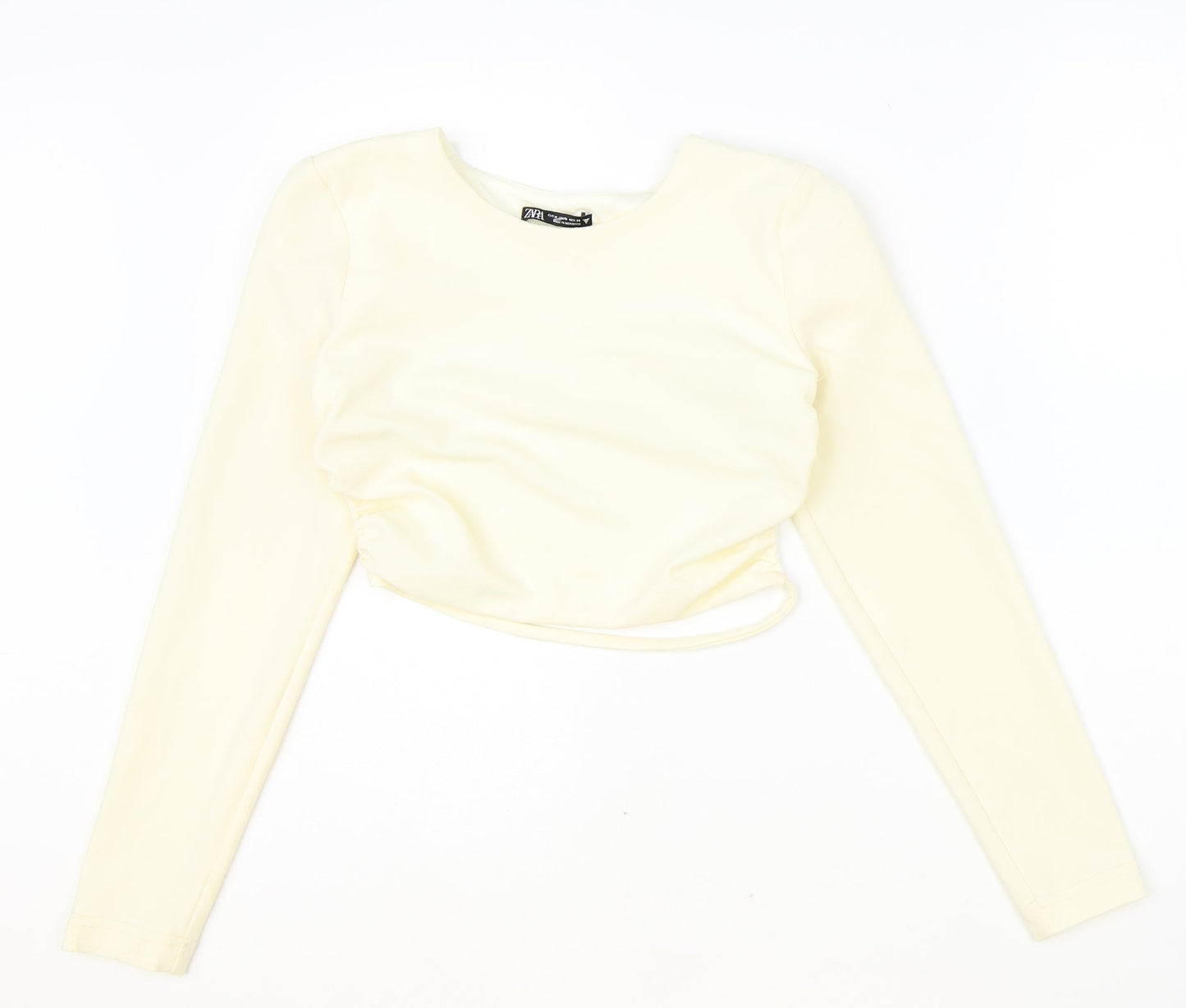 Womens UK Size M Zara Ivory Cropped Blouse