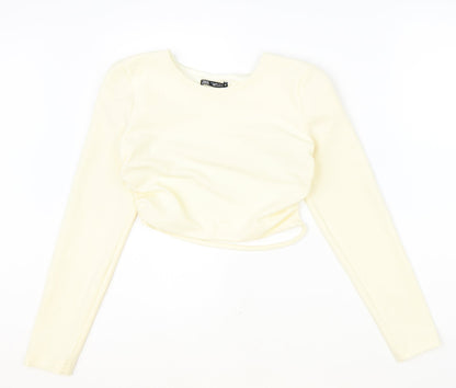 Womens UK Size M Zara Ivory Cropped Blouse