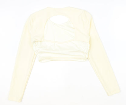 Womens UK Size M Zara Ivory Cropped Blouse