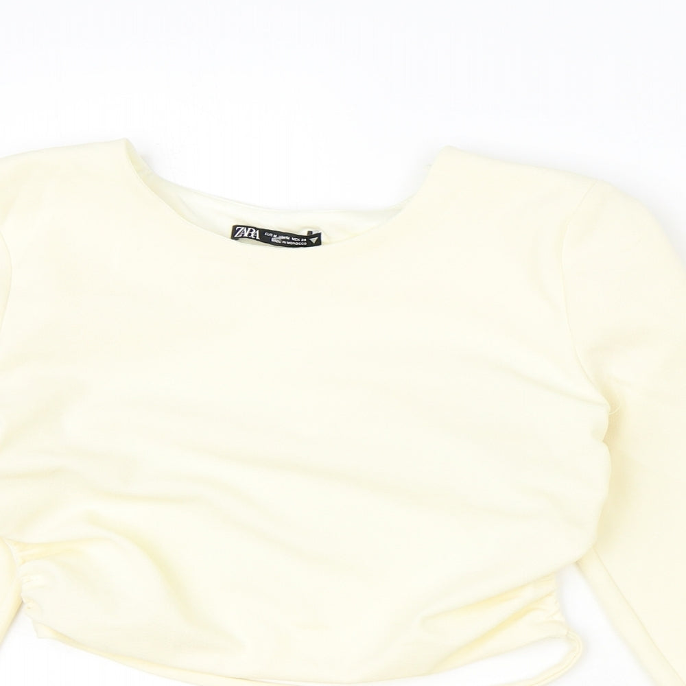 Womens UK Size M Zara Ivory Cropped Blouse