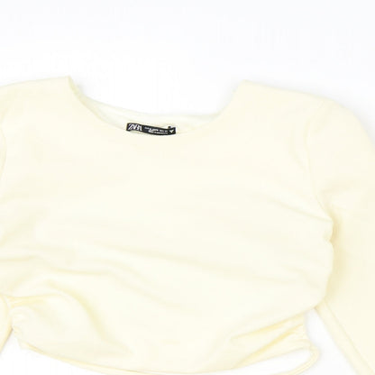 Womens UK Size M Zara Ivory Cropped Blouse