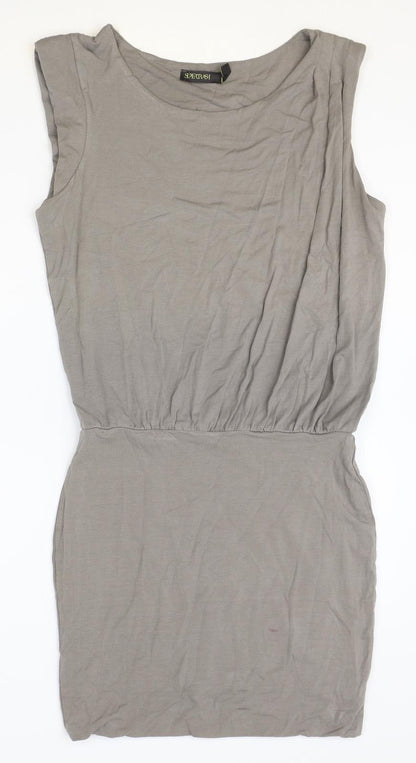 Supertrash Womens Brown Viscose Mini Size XS Boat Neck Pullover