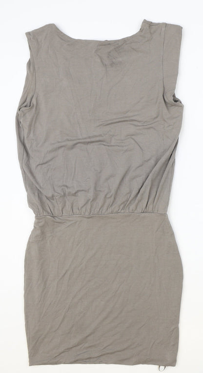 Supertrash Womens Brown Viscose Mini Size XS Boat Neck Pullover