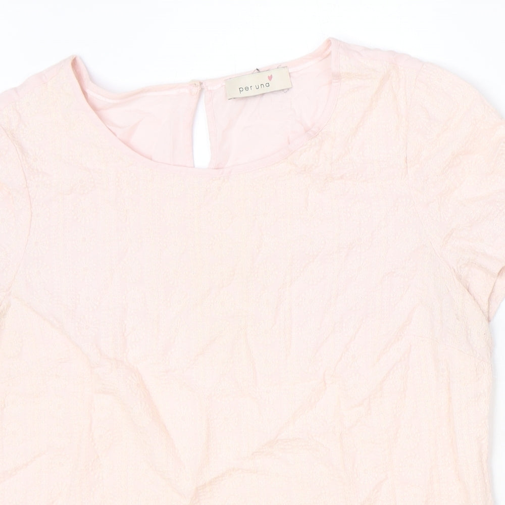 Womens UK Size 12 Per Una Pink Basic T-Shirt