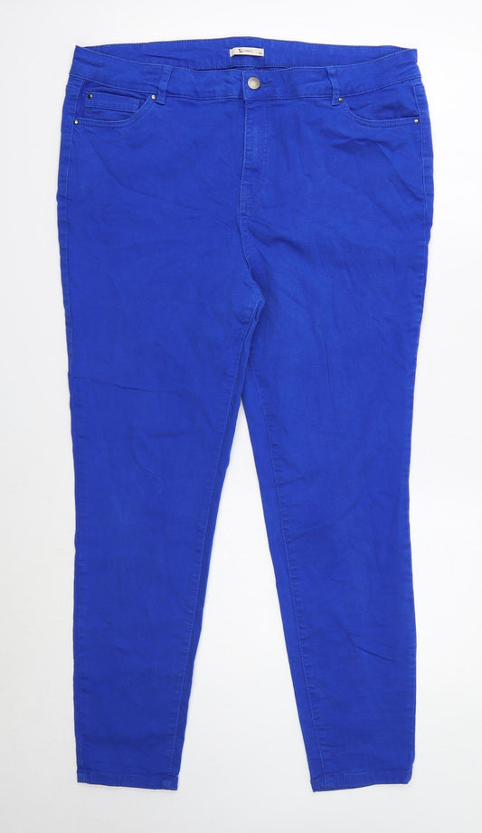 TU Womens Blue Cotton Skinny Jeans Size 2XS Regular Button