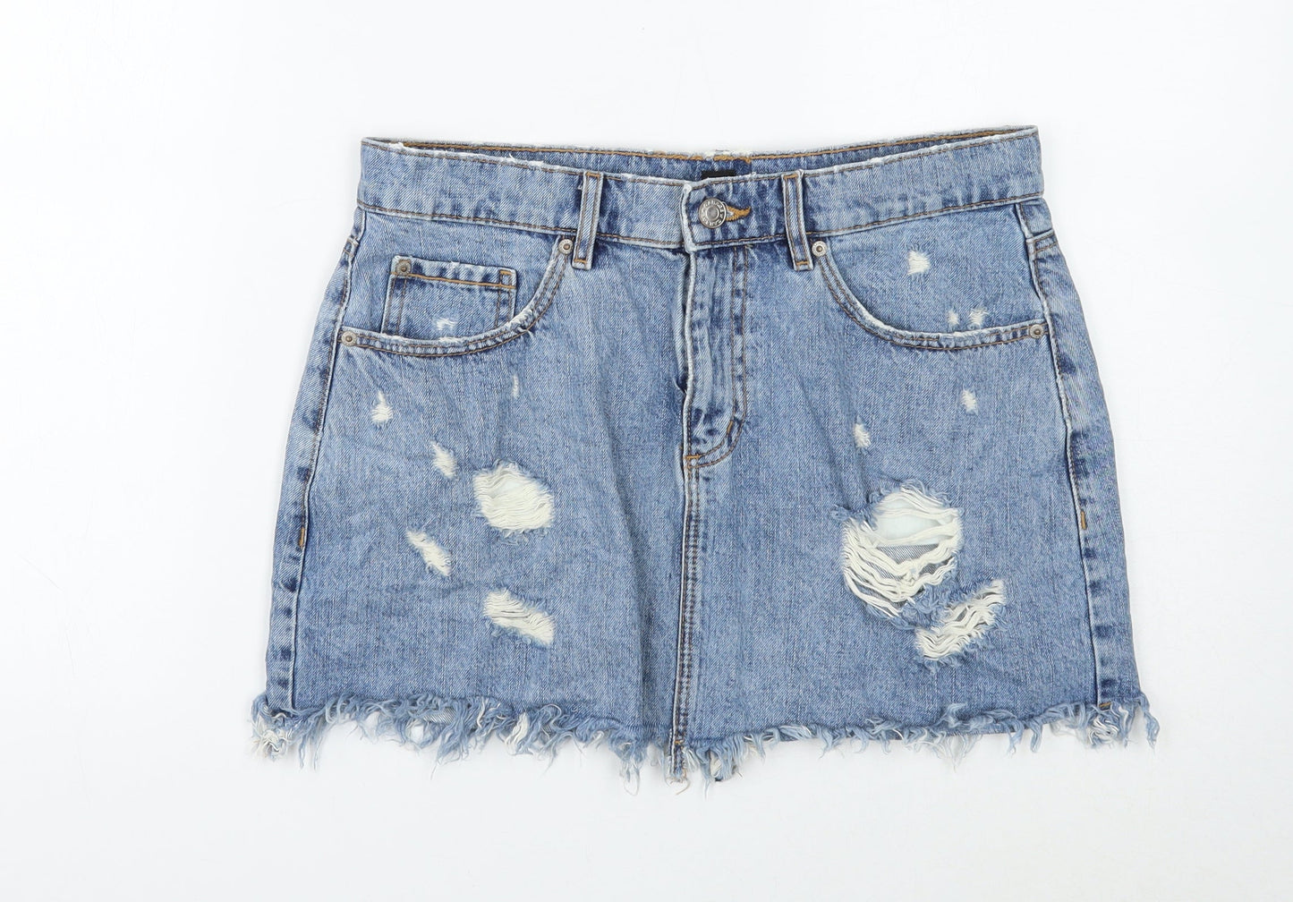 Womens UK Size S Preworn Mini Denim Skirt