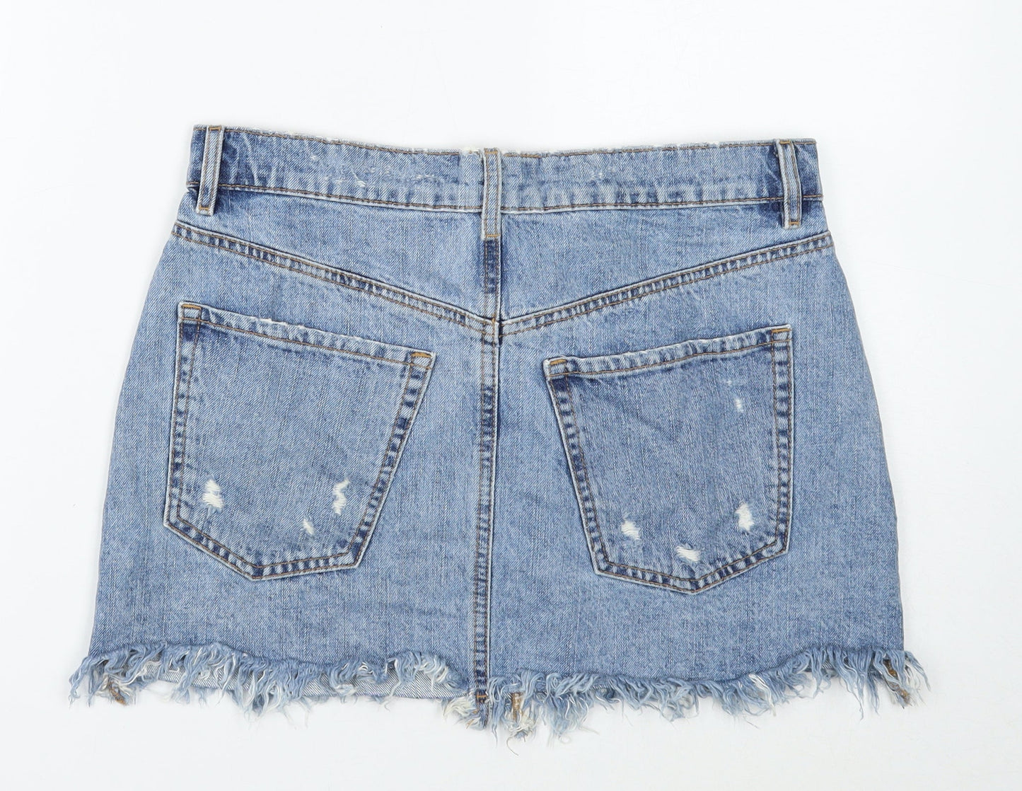 Womens UK Size S Preworn Mini Denim Skirt