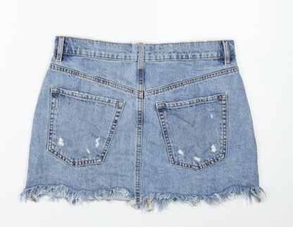 Womens UK Size S Preworn Mini Denim Skirt