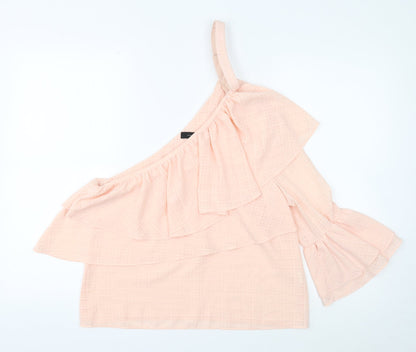 Atmosphere Womens Pink Polyester Basic Blouse Size 10 One Shoulder