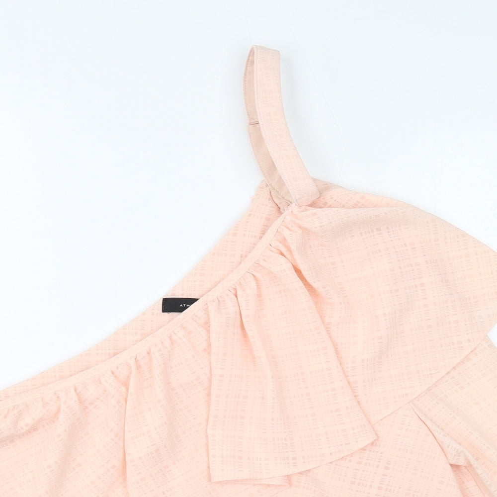 Atmosphere Womens Pink Polyester Basic Blouse Size 10 One Shoulder