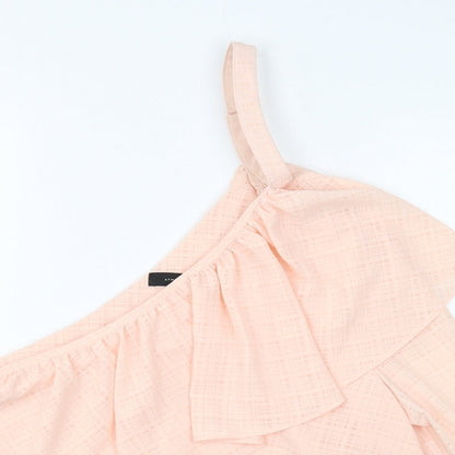 Atmosphere Womens Pink Polyester Basic Blouse Size 10 One Shoulder