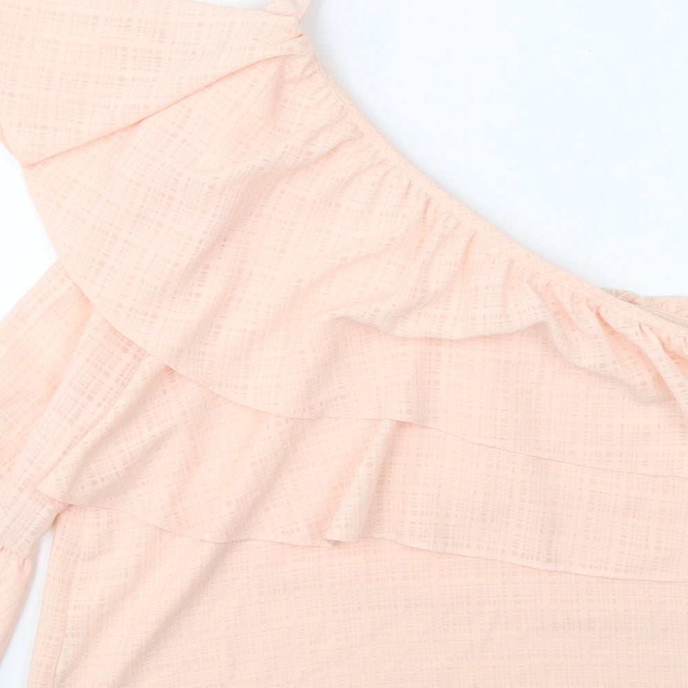 Atmosphere Womens Pink Polyester Basic Blouse Size 10 One Shoulder