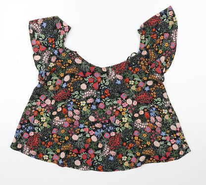 Womens UK Size 10 Topshop Black Cropped Blouse