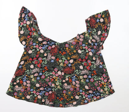 Womens UK Size 10 Topshop Black Cropped Blouse