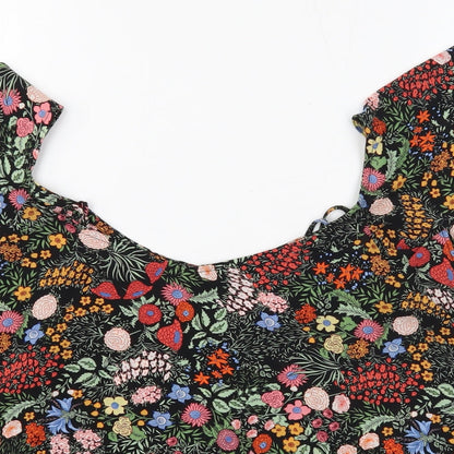 Womens UK Size 10 Topshop Black Cropped Blouse
