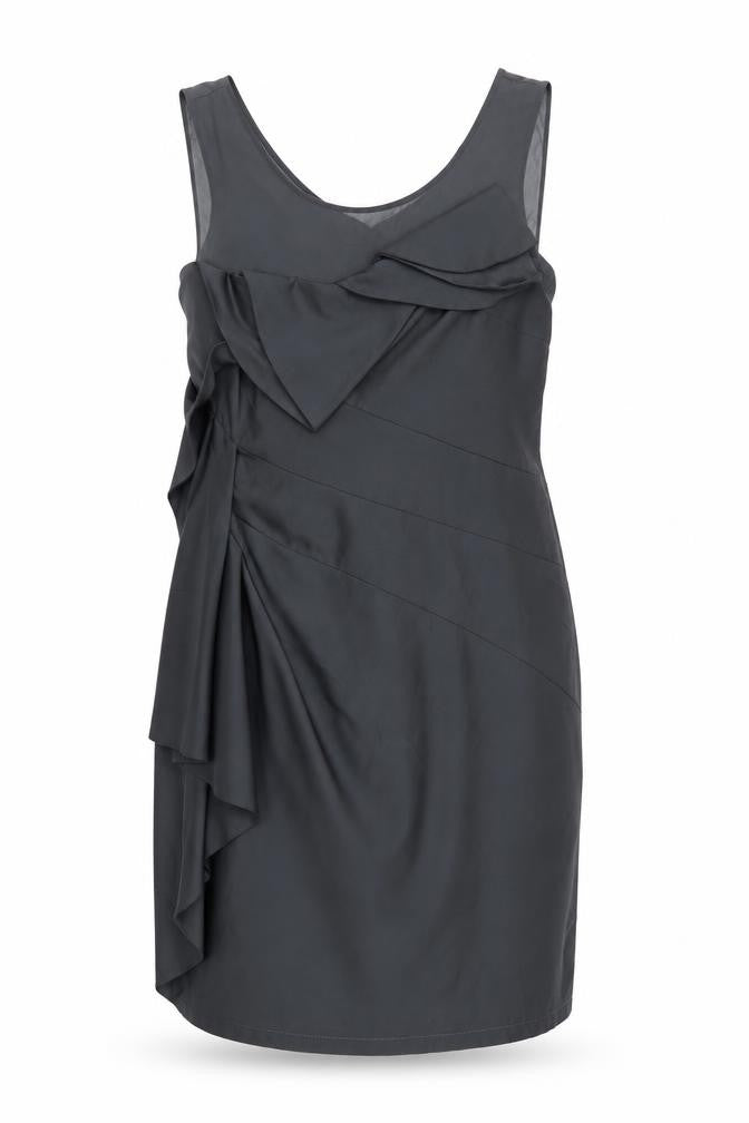 Per Una Womens Grey Polyester Shift Size 16 Scoop Neck Zip - Draped