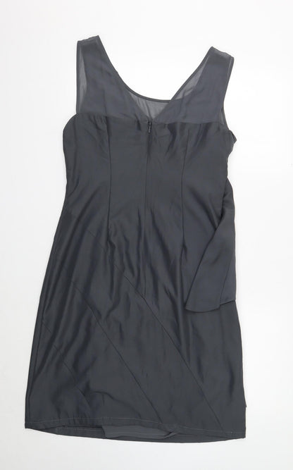 Per Una Womens Grey Polyester Shift Size 16 Scoop Neck Zip - Draped