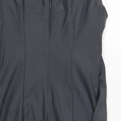 Per Una Womens Grey Polyester Shift Size 16 Scoop Neck Zip - Draped